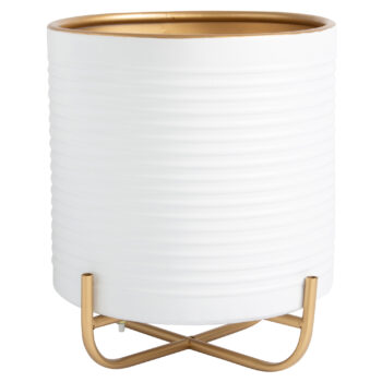 10" INSPIE ME WHITE/GOLD PLANTER