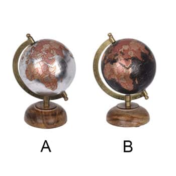 MINI COPPER MANGO WOOD GLOBE 5"