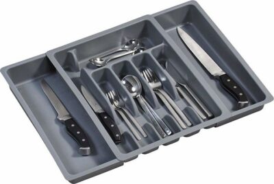 PLASTIC EXPANDABLE CUTLERY TRAY GRAY