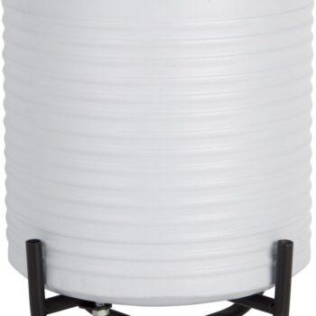 10"H LARGE GREY RIBBED PLANTER