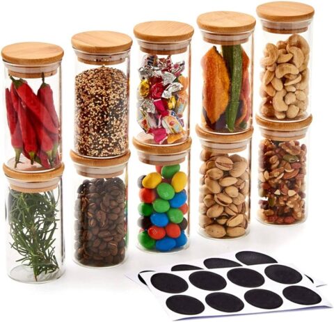 10PC 7OZ BOROSILICATE SPICE JAR SET