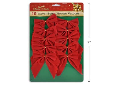 10PC LOOP VELVET BOWS 2X3.5"