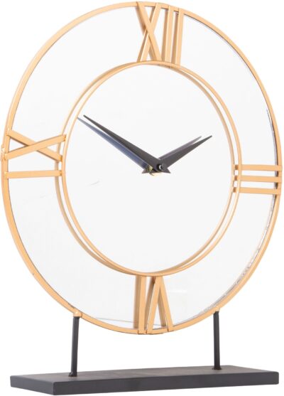 11" MIRROR WOOD CLOCK WITH METAL BASE