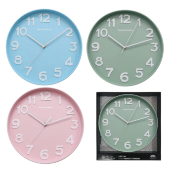 12" RAISED DIAL NO TICK WALL CLOCK