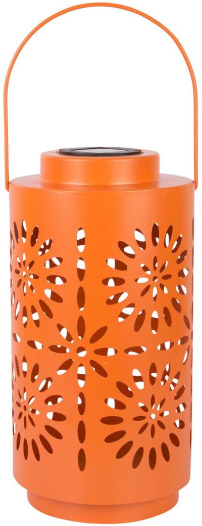 12"H ORANGE FLOWER SOLAR LANTERN