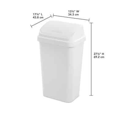 13 GAL/49L SWING TOP WASTEBIN WHITE STERILITE - Image 2