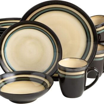 16PC GIBSON ELITE DINNER SET LEWISVILLE TEAL