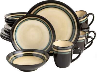 16PC GIBSON ELITE DINNER SET LEWISVILLE TEAL