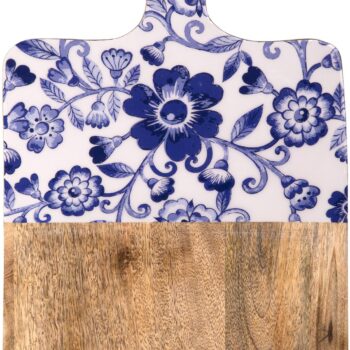 18"L BLUE FORAL RESIN HANDLE CUTTING BOARD