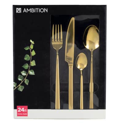24PC GOLD FLATWARE SET COMO AMBITION