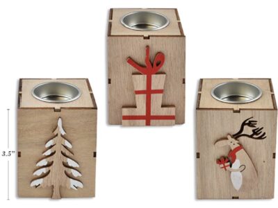 3.5" XMAS MDF RECTANGULAR CANDLE HOLDER
