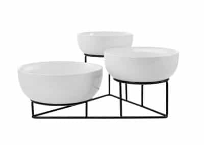 3-TIER WHITE SERVING BOWL SET W/RACK