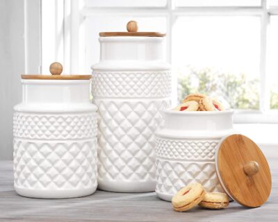 3PC CERAMIC CANISTERS FIDDLE