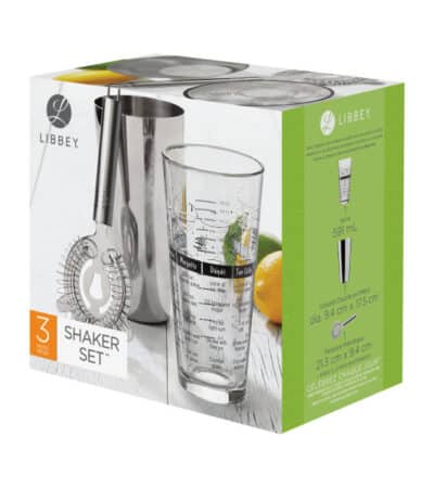 3PC COCKTAIL SHAKER SET - LIBBEY