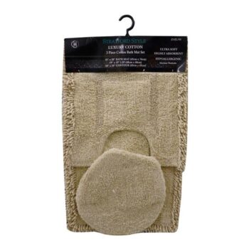 3PC COTTON BATH MAT SET BUTTER - EVELYN