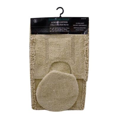 3PC COTTON BATH MAT SET BUTTER - EVELYN