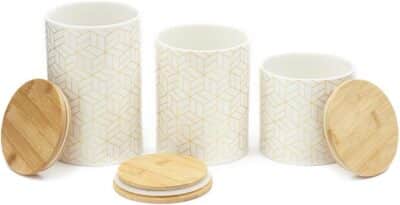 3PC CUBIX CERAMIC CANISTER w/BAMBOO LID - Image 2