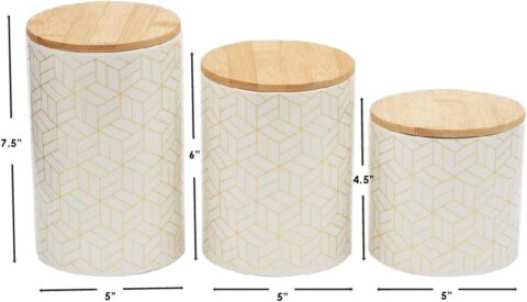 3PC CUBIX CERAMIC CANISTER w/BAMBOO LID - Image 3