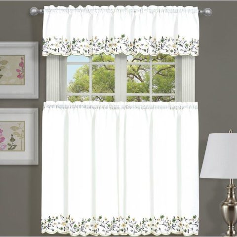 3PC KITCHEN CURTAIN EMB SAGE