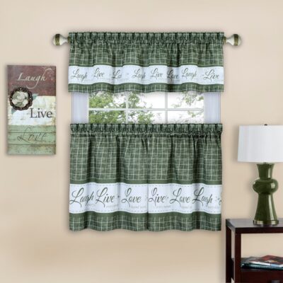 3PC KITCHEN CURTAIN LIVE LAUGH LOVE