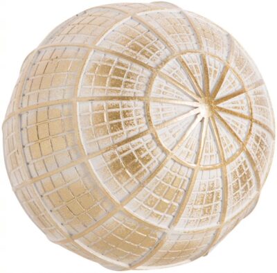 4" WHITE AND GOLD RESIN ORB