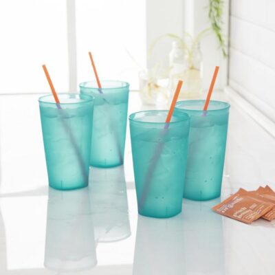 4PC 20OZ BLUE PLASTIC TUMBLER SET STERILITE - Image 3