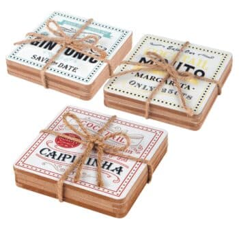4PC COCKTAIL GLASS COASTER 10X10CM MDF