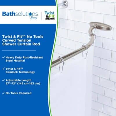 57-72 CURVED SHOWER ROD BRUSHED NICKEL CAMLOCK - Image 3