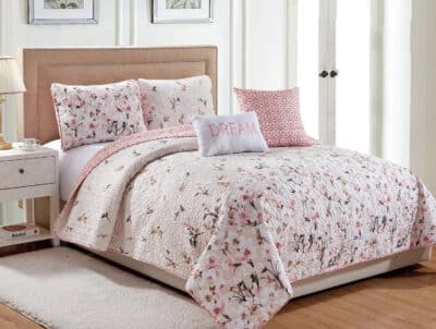 5PC QUILT SET ROSE GARDEN KNG