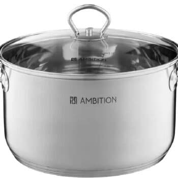 6.4L S.S. POT 24CMØ W/GLASS LID ACERO