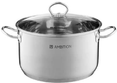 6.4L S.S. POT 24CMØ W/GLASS LID ACERO