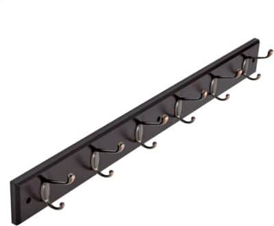 6 WALL MOUNTED DUAL HOOK RACK