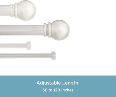 66-120 HAMLIN DOUBLE CURTAIN ROD - SILVER LUSTRE - Image 2