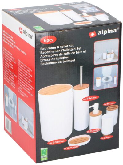 6PC BAMBOO BATHROOM SET ALPINA