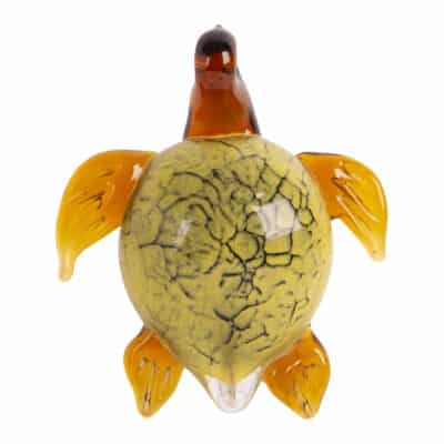 7" LIGHT GREEN/AMBER GLASS TURTLE - Image 2