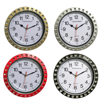 9" DIAMOND WALL CLOCK ASSORTED COLOURS