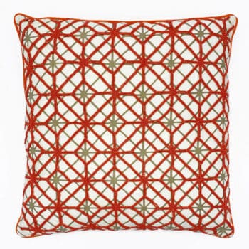 ABSTRACT GEOMETRIC BEADS CUSHION-ORANGE 18X18"