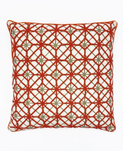 ABSTRACT GEOMETRIC BEADS CUSHION-ORANGE 18X18"