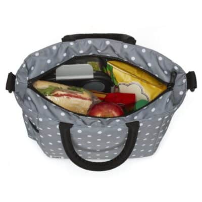 BUILT I LOVE LUNCH TOTE BAG GRAY DOT - Image 2