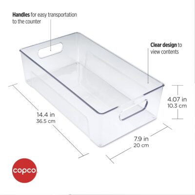 CLEAR FRIDGE BIN COPCO 14.4" L X 7.9" W X 4"H - Image 3