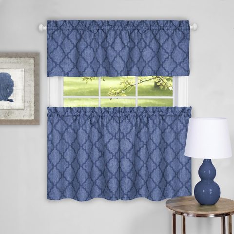 COLBY TIERED VALANCE SET 58X36 BLUE