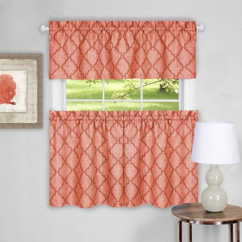 COLBY TIERED VALANCE SET 58X36 ORANGE