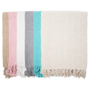 COMMON GROUNDS COTTON THROW BLANKET SOLID COLOUR