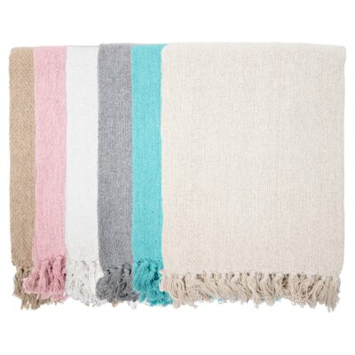 COMMON GROUNDS COTTON THROW BLANKET SOLID COLOUR