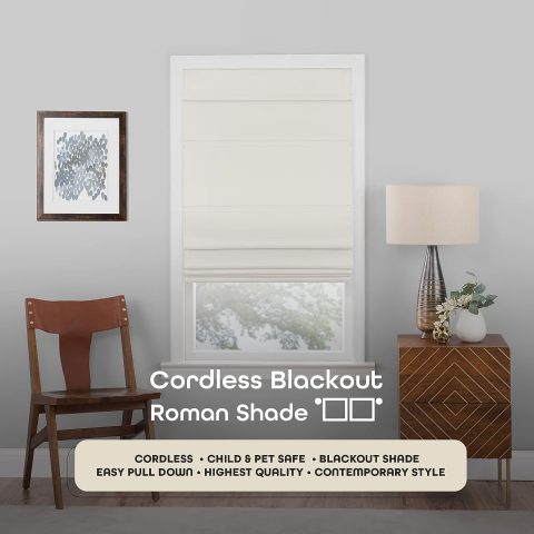 CORDLESS ROMAN SHADE BLACKOUT 30X64"