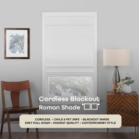 CORDLESS ROMAN SHADE BLACKOUT 33X64"
