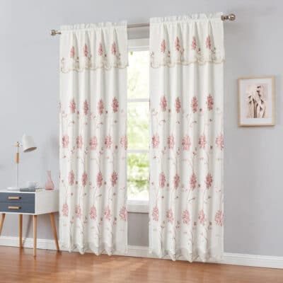 CURTAIN 84" BRYNN PINK EMBROIDERED