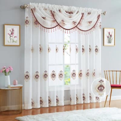 CURTAIN 84" ROD POCKET LOURDES BURGUNDY