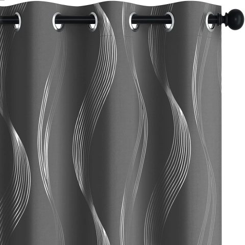 CURTAIN FOIL PRINTED WAVE 84" GREY/SILVER