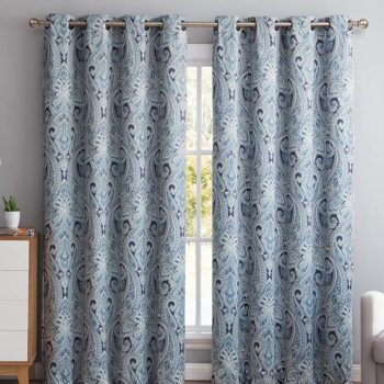 CURTAIN PAISLEY BLUE 95" GROMMET